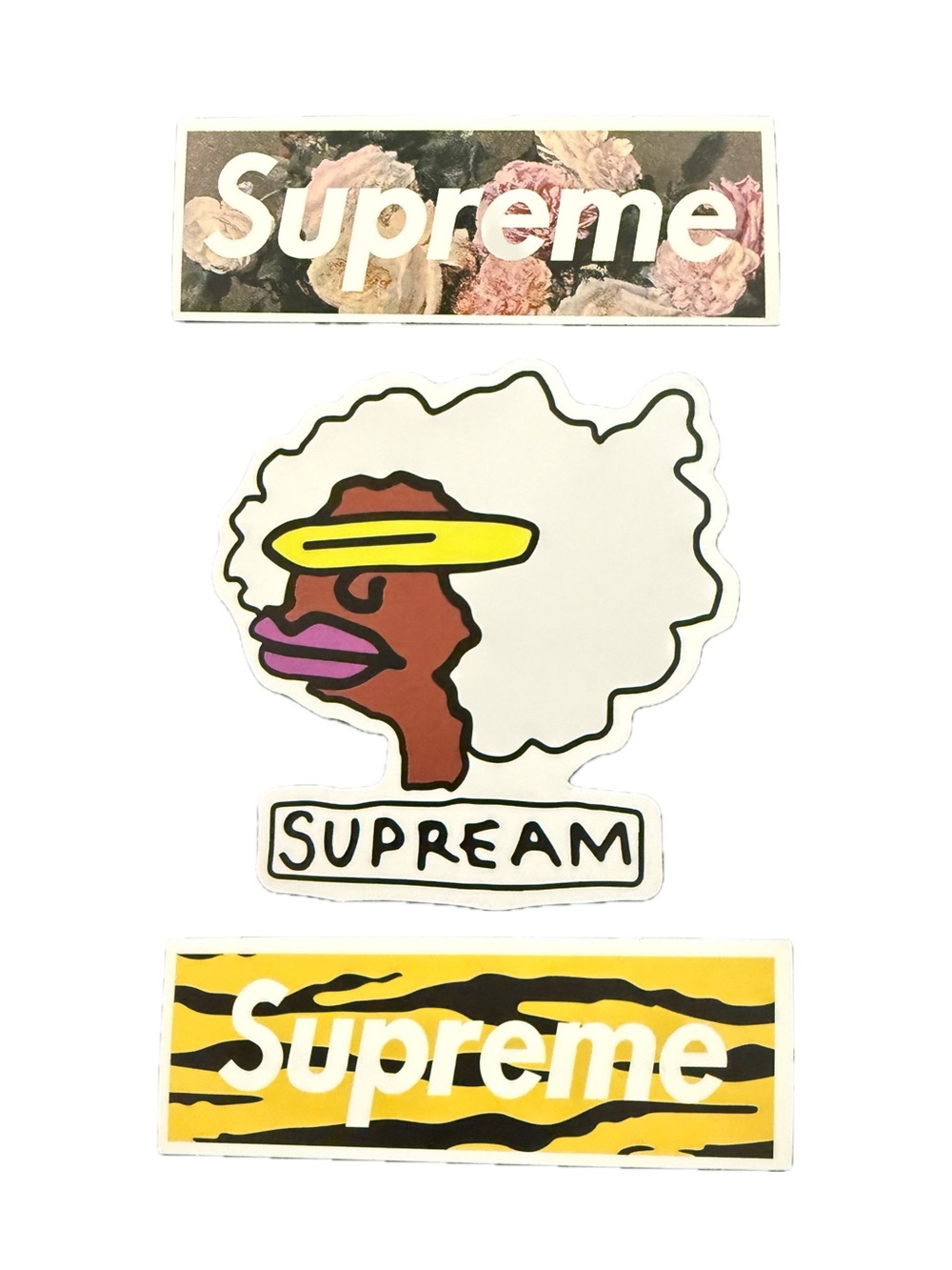 Supreme Sticker Lot 3 Box Logo Floral Tiger Camo Face Skate Hype Decals